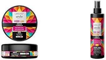 Urban Care Style Guide Aqua Max Wax Islak ve Sert Görünüm (100 ml) ve URBAN Care Style Guide Deniz Tuzu Etkili Doğal Dalga Sağlayan Saç Spreyi 200 ml- Vegan