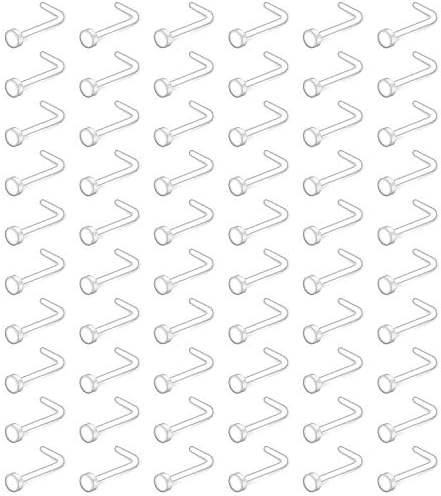 Alternative view of Ruifan 22G Şeffaf Bioflex L Şekilli Burun Halkası Saplama Tutucu Vücut Takı Piercing Üst Düz 2 mm 2,5 mm 3 mm 20-60 ADET