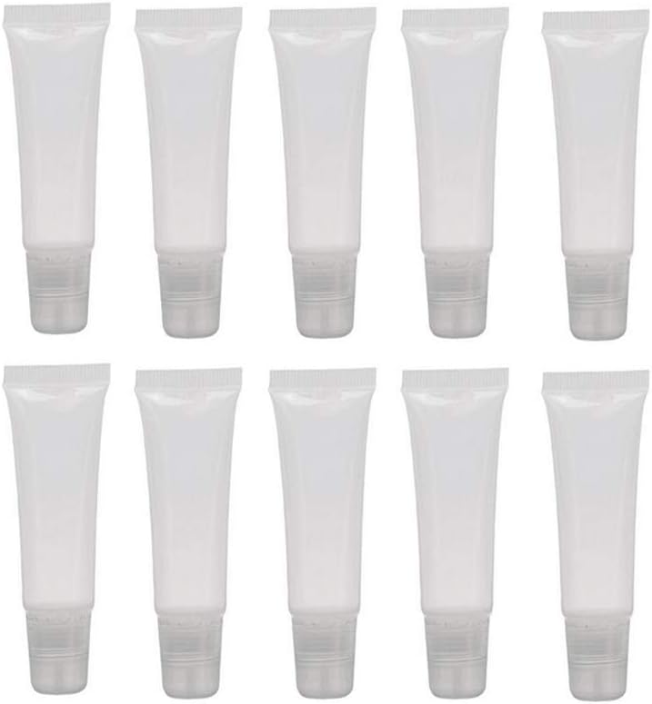 ASTRQLE 10 Adet 15 ml Şeffaf Plastik Boş Doldurulabilir Yumuşak Tüpler Balsam Dudak Ruj Parlak Şişe Kozmetik Kapları Makyaj Kutusu, Şeffaf