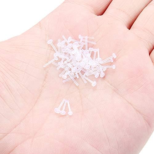 Alternative view of Ruifan 20G Şeffaf Bioflex Burun Kemiği Halkası Saplama Tutucu Vücut Takı Piercing Üst Düz 2 mm 2,5 mm 3 mm 20-60 ADET