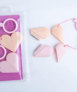 Belle products Kaş tıraş makinesi, 2 küçük kalp şeklinde düzeltici, yüz yüz kılı çıkarıcı, peeling, dermaplaning tıraş makinesi, kaş tıraş makinesi, özellikle seyahat için uygun, pembe