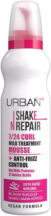 Urban Care Shake N Repair 7/24 Kabaran ve Bukleli Saçlara Özel Saç Bakım Köpüğü, 150 Mililitre, Vegan