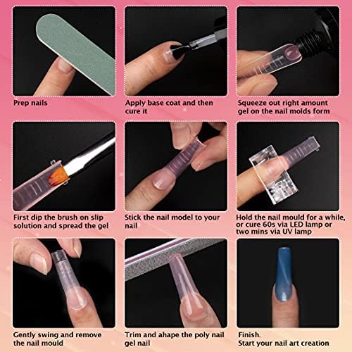 Alternative view of Rolybag Çift tırnak formu seti şeffaf jel tırnak uzatma kalıp 12 boyutları ölçekli tam kapak jel tabut çivi çift uçlu jel fırça ve tırnak törpüsü tırnak uçları klip tampon parlatıcı