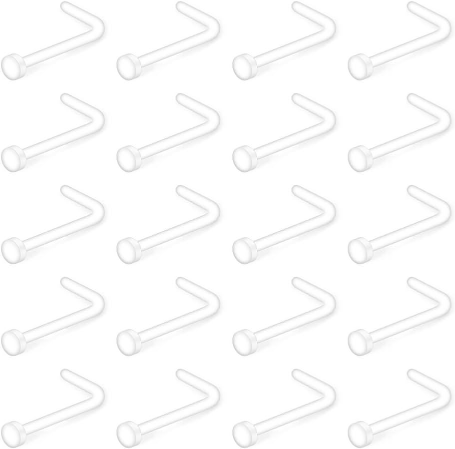 Ruifan 18G Şeffaf Bioflex L Şekilli Burun Halkası Saplama Tutucu Vücut Takı Piercing Üst Düz 2 mm 2,5 mm 3 mm 20-30 ADET