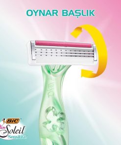 Alternative view of BIC Miss Soleil Sensitive Bundle Kadın Tıraş Bıçağı Seti (3 Bıçak), Makyaj Çantası Hediyeli, Oynar Başlık, Aloe Vera ile Zenginleştirilmiş Kayganlaştırıcı Jel Şerit