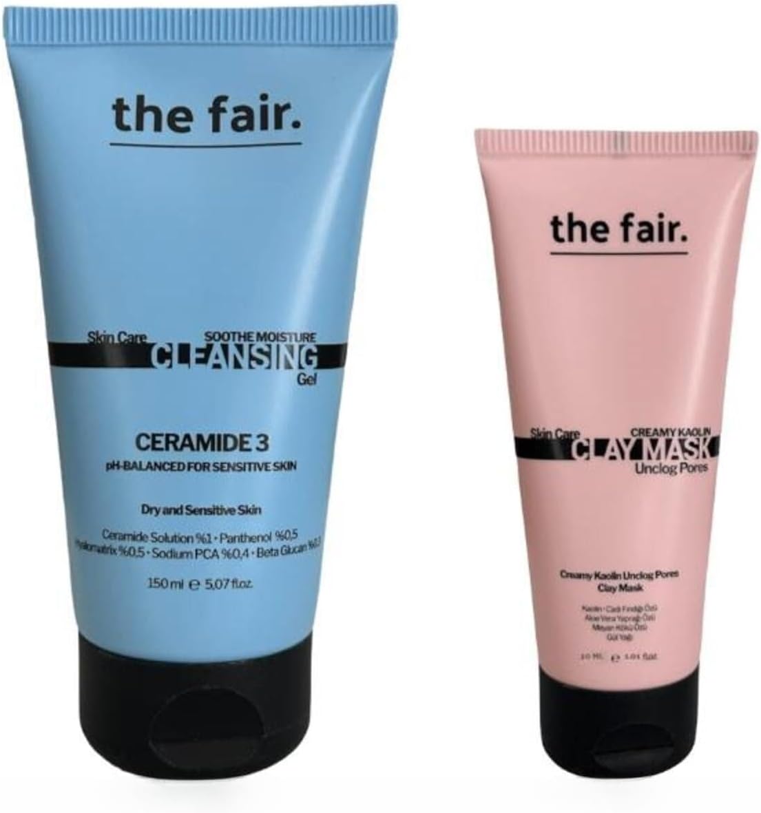 the fair. the fair. Hassas ve Kuru Cilt Temizleme Jeli 150 ml ve Gözenek Temizleyen Kaolin Kil Maskesi 30 ml