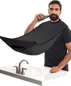 Easyso Siyah Sakal Kesme Örtüsü, Siyah, Standart Boy Saç Kesme Önlüğü Vantuzlu Pratik Tıraş Önlüğü Çok Amaçlı Yer Kaplamaz Kolay Temizlenir Tela Kumaş
