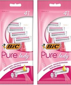 BIC Pure Lady Kadın Tıraş Bıçağı 4'lü Poşet (3 Bıçak), Aloe Vera ile Zenginleştirilmiş Kayganlaştırıcı Jel Şerit 2li paket