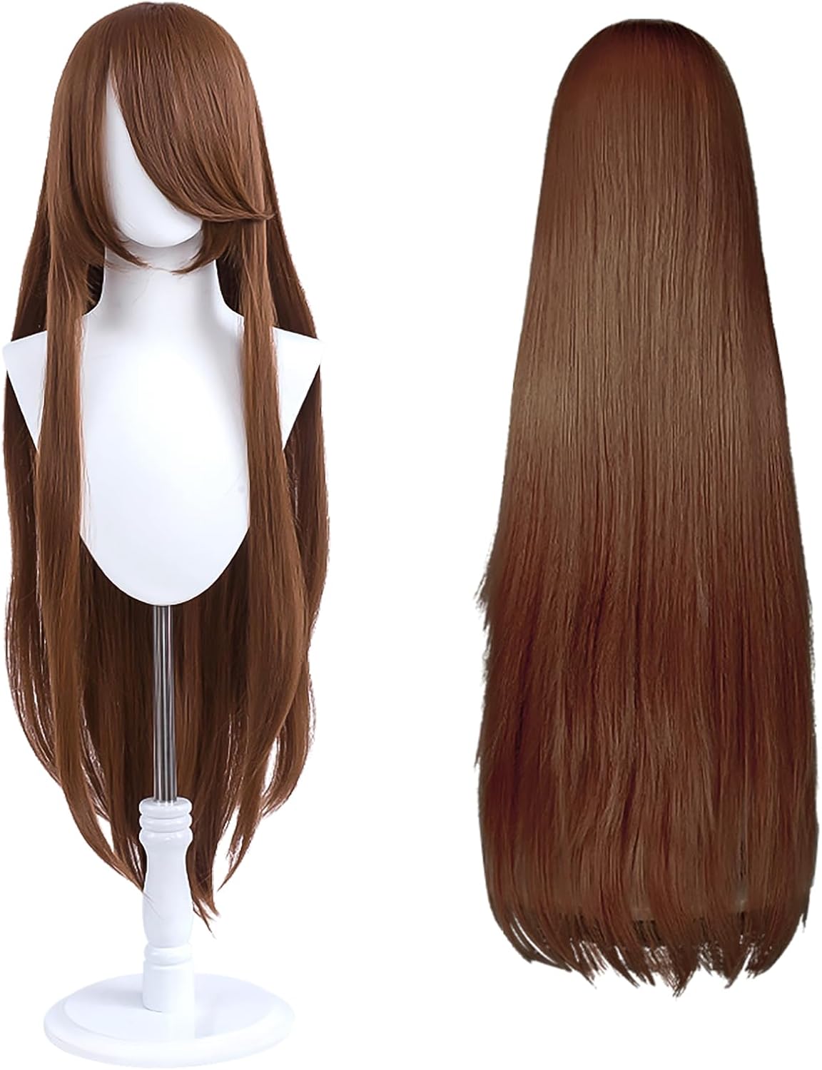 100 cm uzunluğunda peruk, evrensel anime kostümü, kostümlü oyun peruğu, parti, günlük kullanım, festivaller ve cadılar bayramı için mükemmel, TV, film, anime karakteri Cosplay (kestane) için ideal