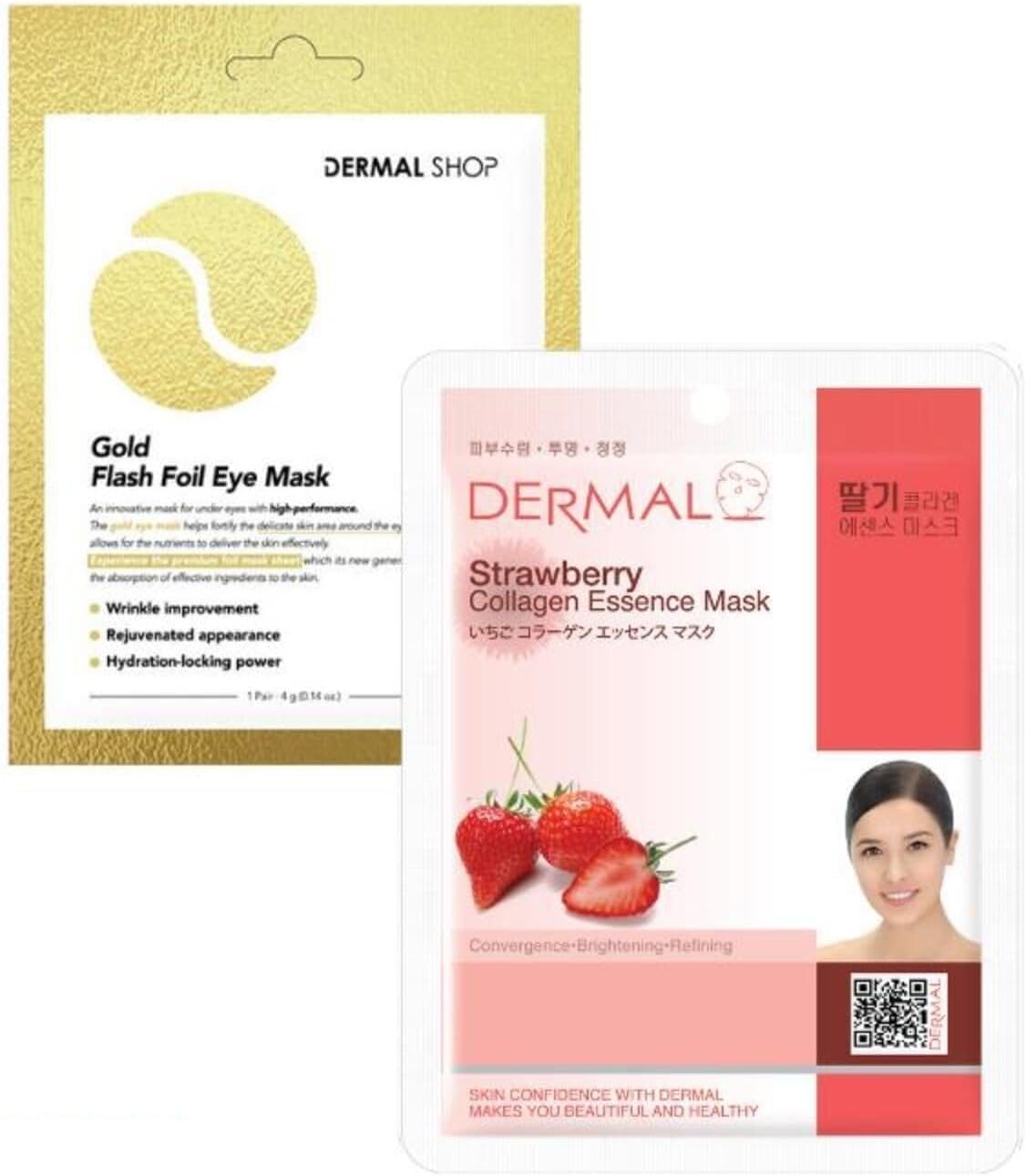Dermal 3 Katmanlı Gold Göz Maskesi ve Aydınlatıcı Ve Arındırıcı Çilek Özlü Kolajen Maske Seti