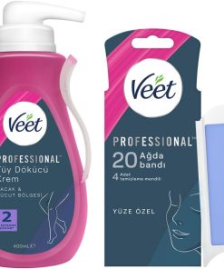 Veet Hassas Ciltler İçin Tüy Dökücü Krem 400 mL & Yüz Ağda Bandı 20'li