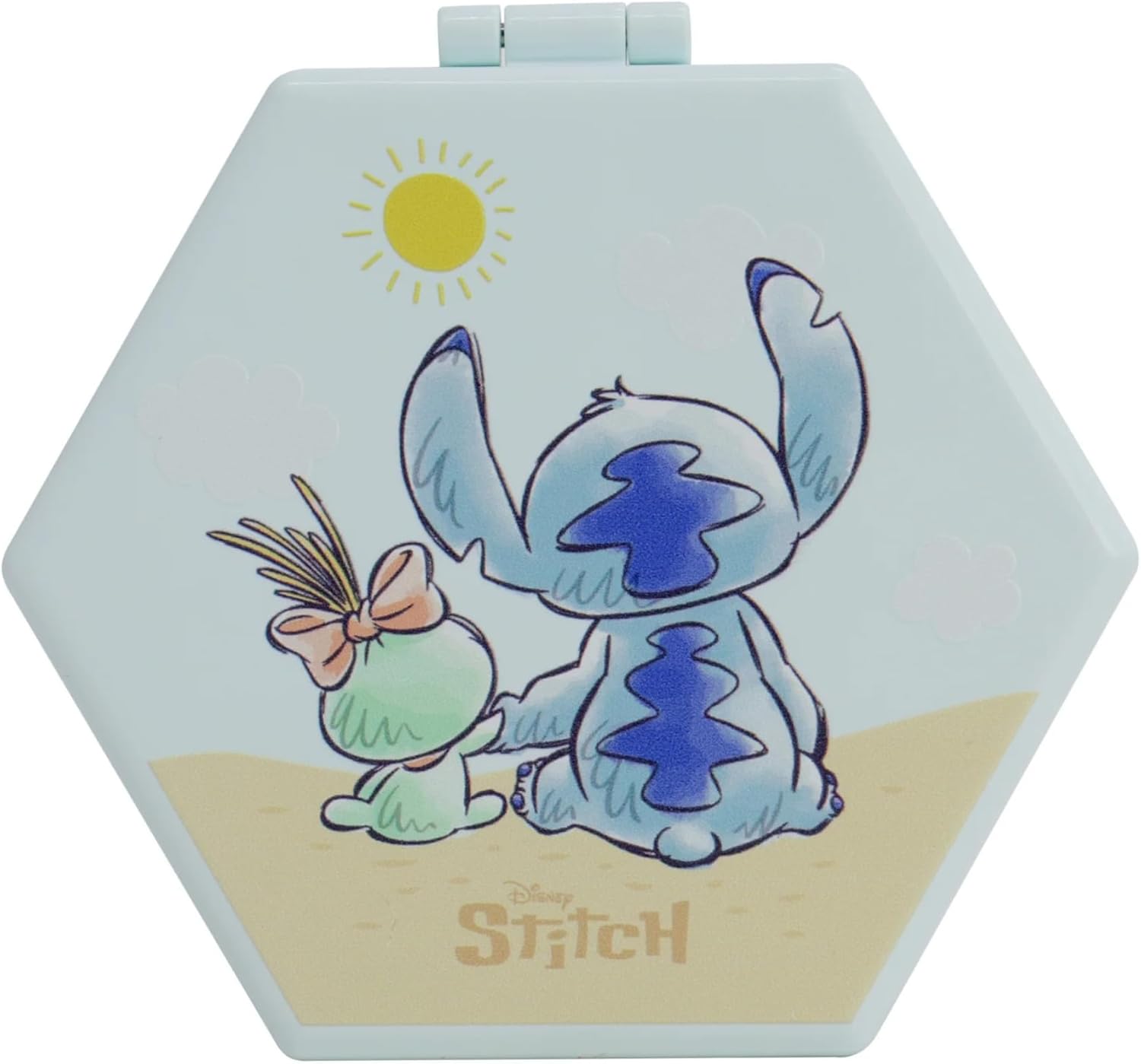 Impressions Vanity Stitch Plaj Günü Kadınlar için Kompakt Ayna, 2X Büyütmeli Seyahat Makyaj Aynası, Kusursuz Dikiş ve Scrump Sanat Eserleri, Altıgen Şekilli Hafif, Modaya Uygun Cep Aynası