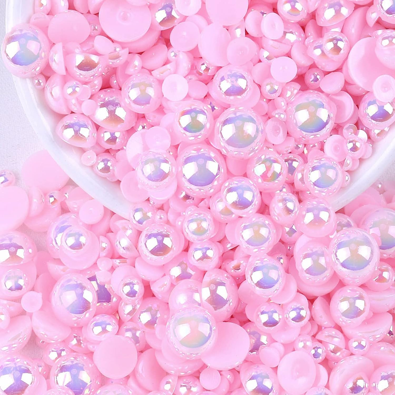 Sukiiy İnciler, 50g Lt.Pink AB, 1200 adet Karışık Boyut 3/4/5/6/8/10 mm Yuvarlak Flatback Plastik Boncuk El Sanatları, Süslemeleri Bardak Ayakkabı Giysileri Fincan Projeleri Tırnak Yüz Sanatı