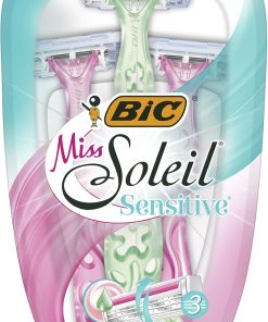 BIC Miss Soleil Sensitive Kadın Tıraş Bıçağı 3'lü Blister (3 Bıçak), Oynar Başlık, Aloe Vera ile Zenginleştirilmiş Kayganlaştırıcı Jel Şerit