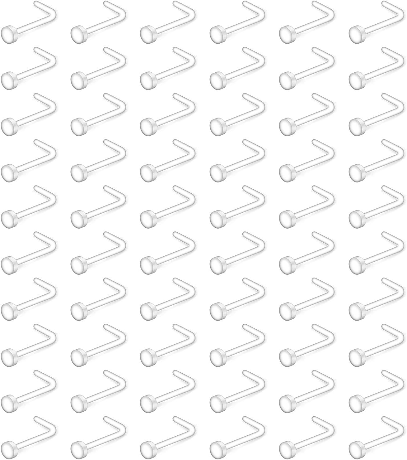 Ruifan 22G Şeffaf Bioflex L Şekilli Burun Halkası Saplama Tutucu Vücut Takı Piercing Üst Düz 2 mm 2,5 mm 3 mm 20-60 ADET