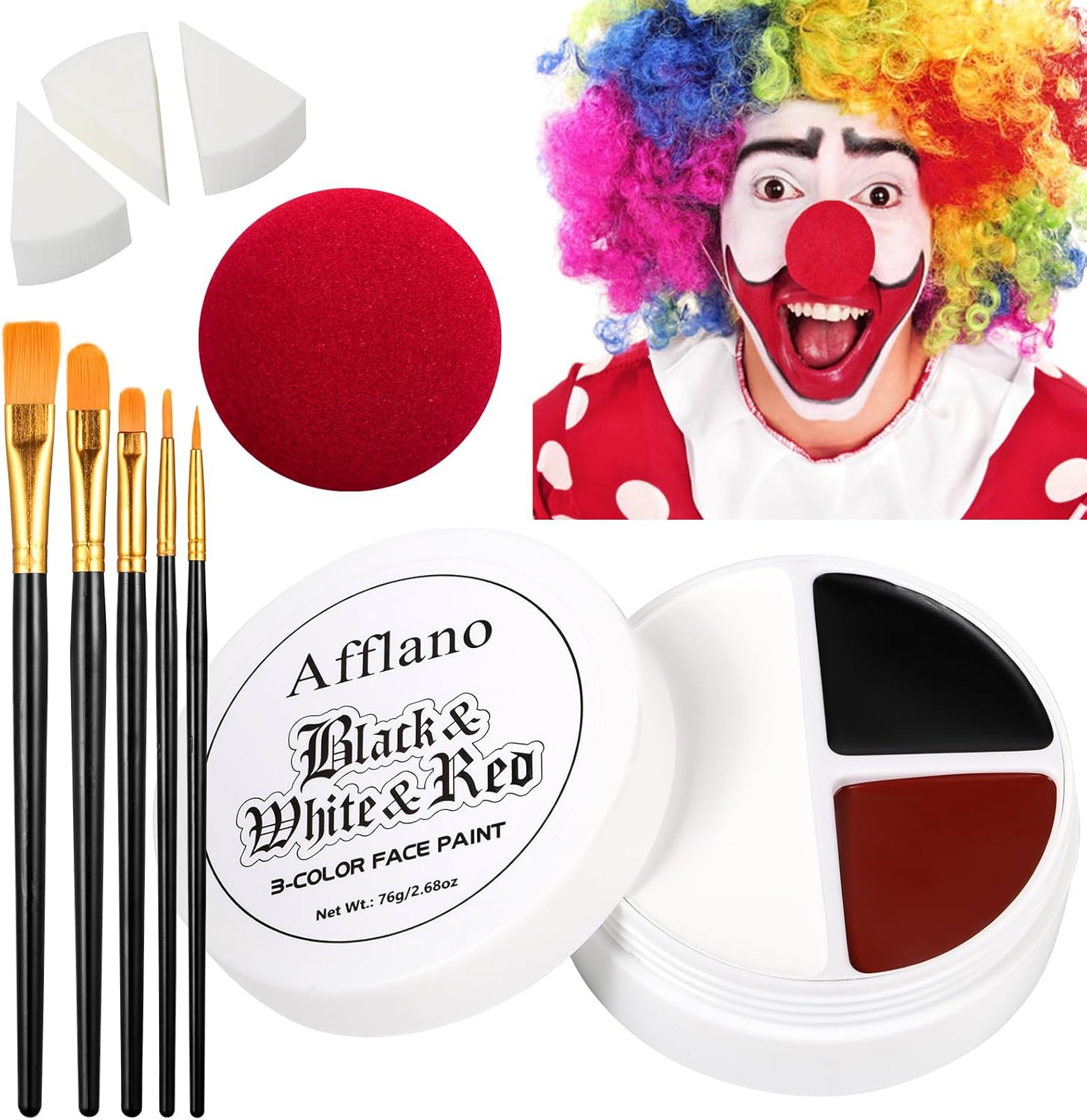 Siyah Kırmızı Beyaz Yüz Boyası 10 Kit