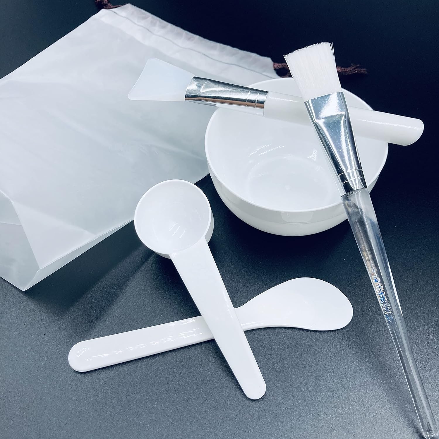 manqianxun Yüz maskesi karıştırma kabı seti, 5'i 1 arada kendin yap yüz maskesi karıştırma alet kiti, yüz maskesi, kase çubuğu, spatula, silikon yüz maskesi, fırça ve birinci sınıf yumuşak yüz fırçaları